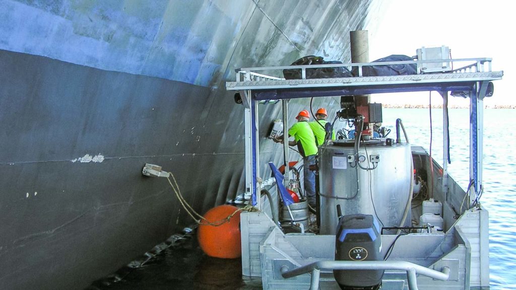 Ship Hull Cleaning Progress